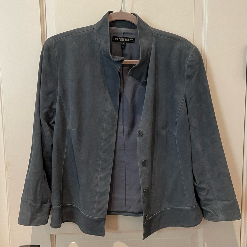 Lafayette 148 Blue Suede Jacket Coat